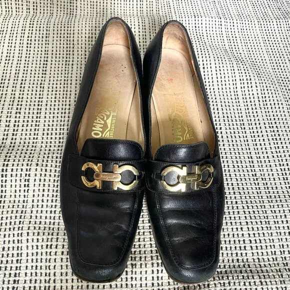 Vintage Salvatore Ferragamo Black and Gold Loafers Shoes Salvatore Ferragamo | Shoes | Salvatore Ferragamo Black  main image 3